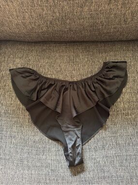 La SENZA Black Satin Ruffle Cheeky Bottoms